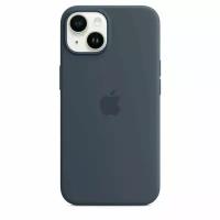 Кожаный чехол Leather Case для iPhone 14, темно-синий