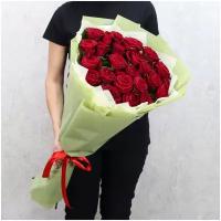 Цветы живые букет из 25 красных роз 