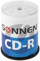 Диски CD-R SONNEN 700Mb 52x Cake Box (упаковка на шпиле) комплект 100шт, 513533