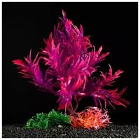 Растение искусственное аквариумное, 18 см, розово-фиолетовое, 2 шт