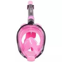 Полнолицевая маска для плавания (снорклинга) SARGAN Галактика Премиум цвет черный/розовый детская