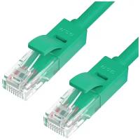 GCR Патч-корд прямой 0.2m UTP кат.5e, зеленый, 24 AWG, литой, ethernet high speed 1 Гбит/с, RJ45, T568B