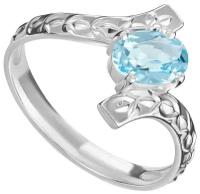 Серебряное кольцо с натуральным голубым топазом (Swiss) - размер 19