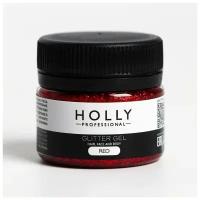 Декоративный гель для волос, лица и тела GLITTER GEL Holly Professional, Red, 20 мл