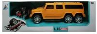 Машинка на радиоуправлении, коллекционная модель Hummer H2,1:16 свободный ход колес, резиновые колеса. Желтый