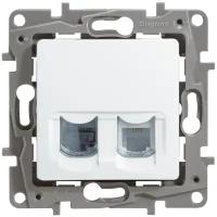 Legrand (Легранд) Розетка RJ-11 + RJ-45 2 разъема кат. 5 белая, Etika 672252