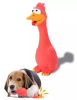Игрушка для собак Zoowell HT027R Курица с пищалкой, красный