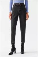 брюки джинсовые с ремнем женские befree, 2211180740, цвет: серый деним, размер: XS