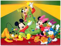 Деревянные пазлы для малышей Микки Маус и рождественская елка Детская Логика