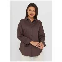 Рубашка женская KATHARINA KROSS KK-B-0004V-т. коричневый, Прямой силуэт / Сlassic fit, цвет Коричневый, размер 48