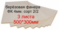 Фанера для лазерной резки 4 мм. сорт 2/2 Шлифованная для гравера Заготовка для творчества из берёзовой фанеры