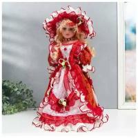 Кукла, коллекционная керамика, Фрейлина Абигейл, в красном платье, 40 см, 1 шт