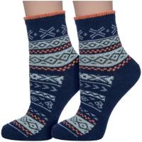 Комплект из 2 пар детских теплых носков наше Смоленской чулочной фабрики рис. 7, темно-синие №3-1, размер 16-18