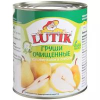 Консервированные груши Lutik очищенные в сиропе, жестяная банка 850 мл