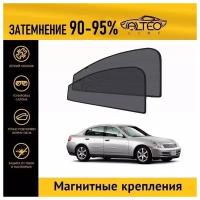 Каркасные автошторки ALTEO PREMIUM на Nissan Skyline 11 (V35) (2001-2004) седан на передние двери на магнитах с затемнением 90-95%