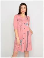 Халат Style Margo средней длины, укороченный рукав, размер 44, розовый