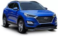 Защита переднего бампера d57+d42 Rival для Hyundai Tucson III рестайлинг 2018-2021, нерж. сталь, R.2311.001