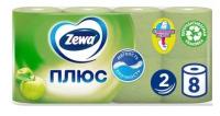 Туалетная бумага Zewa Plus 2-сл зеленая с аром яблока, экономичная упаковка, 8шт - Essity
