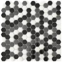Стеклянная мозаика Natural Mosaic STP-BK005-HEX черная белая серая полированная