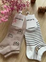 Носки Socks Party, 2 пары, размер 36-41, белый, коричневый