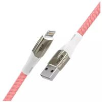 Кабель GCR USB - Lightning MFI (GCR-IP14), 1.7 м, 1 шт., розовый нейлон