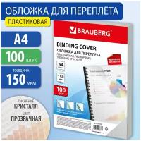 Обложки пластиковые для переплета А4, комплект 100 шт, 150 мкм, 