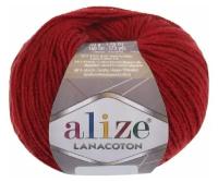 Пряжа Alize Lanacoton, 1 % шерсть, 26 % хлопок, 48 % акрил, 500 г, 160 м, 10 шт., 56 красный 160 м