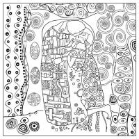 Салфетка рисовая с контуром рисунка Klimt Il bacio 50 х 50 см * STAMPERIA DFTM15