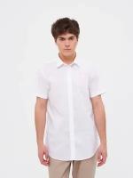 Рубашка UNITED COLORS OF BENETTON, повседневный стиль, прямой силуэт, воротник кент, укороченный рукав, без карманов, однотонная, размер S, белый