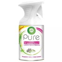 Air Wick Pure Освежитель воздуха содержит 5 эфирных масел с ароматом Пачули и Эвкалипта, сухое распыление, устраняет непрятные запахи 250 мл Новинка