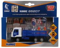 Машина металл KAMAZ, 12 см, дв, багажник, инерционная+дорожый знак