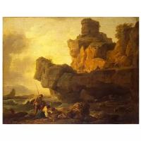 Постер А2 Клод Жозеф Верне - Скалы у берега моря