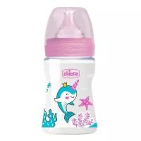 Chicco Бутылочка с соской из силикона Well-Being PP, 150 мл, boy/girl new, с рождения, розовый