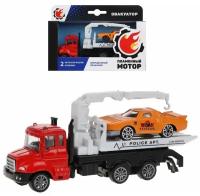 Эвакуатор Пламенный мотор: инерционный, металлическая кабина, металлическая мини машина, красный