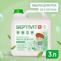 Жидкое мыло для рук SEPTIVIT Premium / Мыло туалетное жидкое Септивит / Гипоаллергенное, детское мыло / Без запаха, 3 литра (3000 мл.)