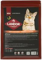 Landor Hair & Skin Cat сухой корм для взрослых кошек для блеска шерсти и здоровья кожи Индейка и лосось, 2 кг