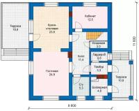 Проект газобетонного дома Catalog-Plans-57-50 (170,82кв. м, 12,26x10,46м, газобетон 400)