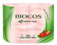 BioCos Туалетная с ароматом клубники, уп. 4 рулона