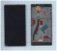 Дисплей (экран) в сборе с тачскрином для Nokia Lumia 720 черный с рамкой / 480x800