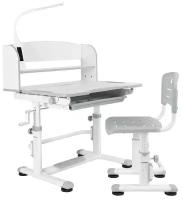 Комплект Anatomica Legare парта + стул + надстройка + выдвижной ящик + светильник L4 белый/серый