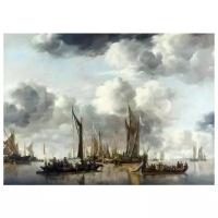 Репродукция на холсте Голландские яхты (A Shipping Scene with a Dutch Yacht firing a Salute) Капелле Ян 56см. x 40см