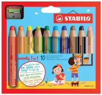 STABILO Цветные карандаши Woody 3 in 1 10 цветов (880/10-2)