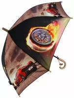 Зонт детский для мальчика, зонтик трость полуавтомат 1550NC, бежевый