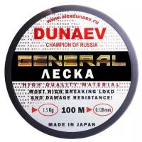 Монофильная леска DUNAEV General All Round d=0.128 мм, 100 м, 1.5 кг, прозрачный, 1 шт