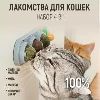 Кошачья мята, мятная игрушка для кошек и котов, шарик леденец конфета с кошачьей мятой, лакомство для кошки, товар для животных, Ассорти 4 шт