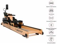 Гребной тренажер водный UNIXFIT Wood Rower Light, древесина бука, складной, до 120 кг, 8 программ, ремень нейлон, анатомическое сидение