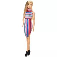 Кукла Barbie Игра с модой, 29 см, FBR37 блондинка в полосатом платье