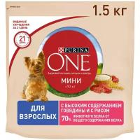 Сухой корм Purina Pro Plan ONE MINI для взрослых собак Говядина Рис 1,5кг