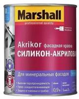 Краска акриловая Marshall Akrikor Фасадная силикон-акриловая влагостойкая моющаяся матовая бесцветный 0.9 л