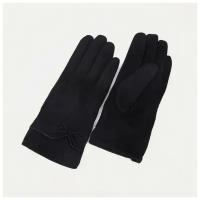 Перчатки жен 24*0,5*8,5, безразмерные, замша, без утеплителя, бантик, черный 9020880